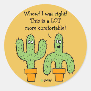Funny American Southwest Cactus Cartoon Ronde Sticker