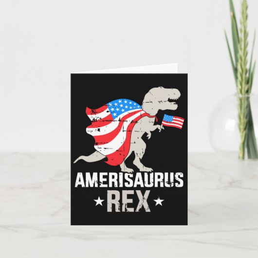 Funny Amerisaurus Rex Dinosaur Independence Day 4t Kaart (Voorkant)