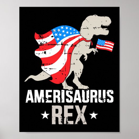 Funny Amerisaurus Rex Dinosaur Independence Day 4t Poster (Voorkant)