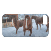 Funny Amoureuze Stallion en Reluctant Mare Horses Case-Mate iPhone Case (Achterkant (Horizontaal))