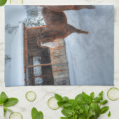 Funny Amoureuze Stallion en Reluctant Mare Horses Theedoek (Gevouwen)