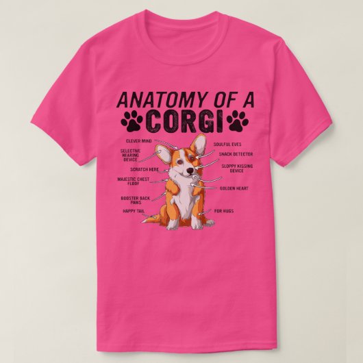 Funny Anatomy a Corgi Dog Animals Lover Owner M. T-shirt (Design voorkant)
