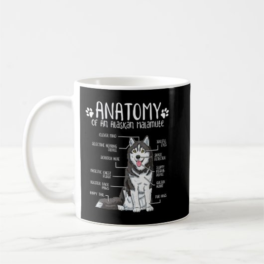 Funny Anatomy Alaskan Malamute Dog Lover  Koffiemok (Links)