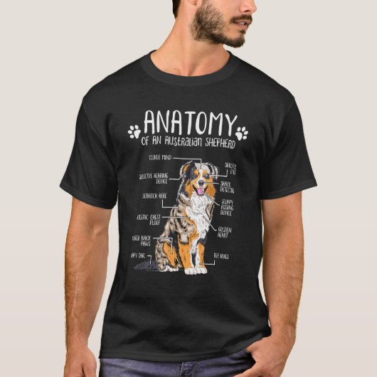 Funny Anatomy Australian Shepherd Hondenliefhebber T-shirt (Voorkant)