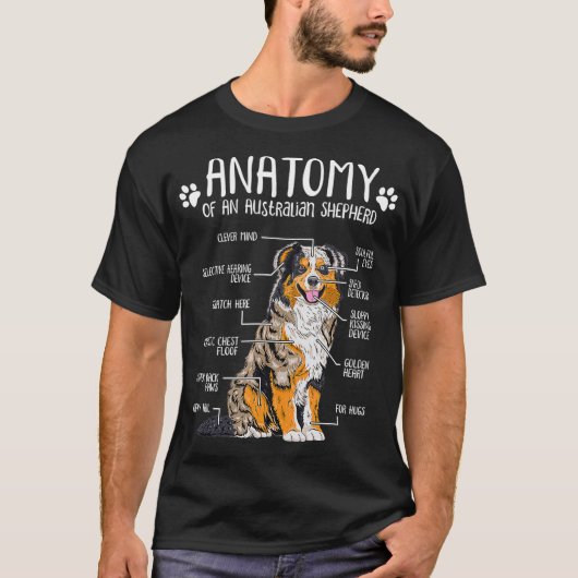 Funny Anatomy Australian Shepherd Hondenliefhebber T-shirt (Voorkant)