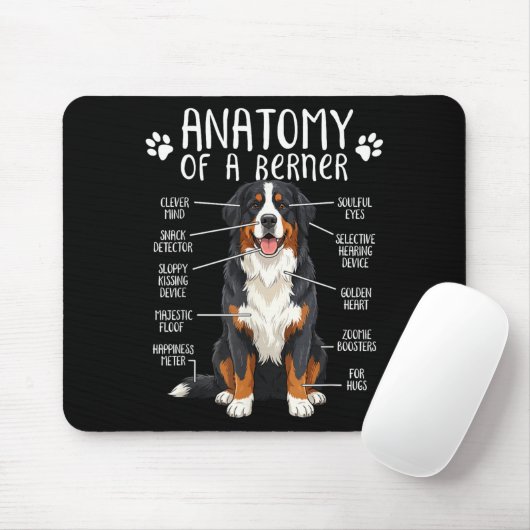 Funny Anatomy Bernese Mountain Dog Cute Berner Lov Muismat (Met muis)