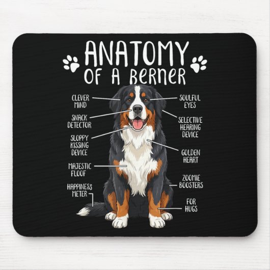 Funny Anatomy Bernese Mountain Dog Cute Berner Lov Muismat (Voorkant)