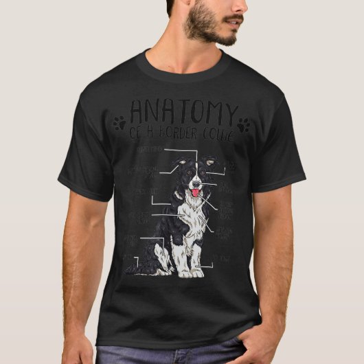 Funny Anatomy Border Collie Hondenliefhebber Gift T-shirt (Voorkant)
