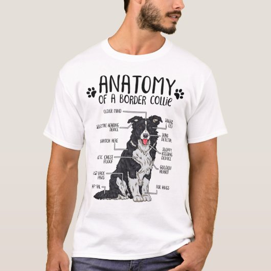 Funny Anatomy Border Collie Hondenliefhebber Gift T-shirt (Voorkant)