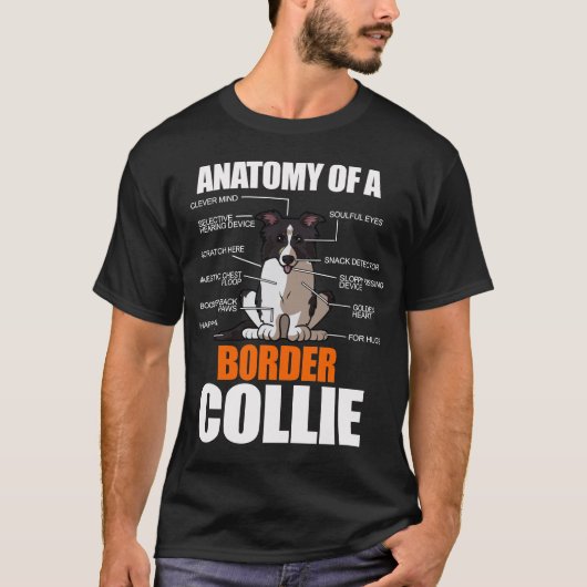 Funny Anatomy Border Collie Hondenliefhebber Gift T-shirt (Voorkant)