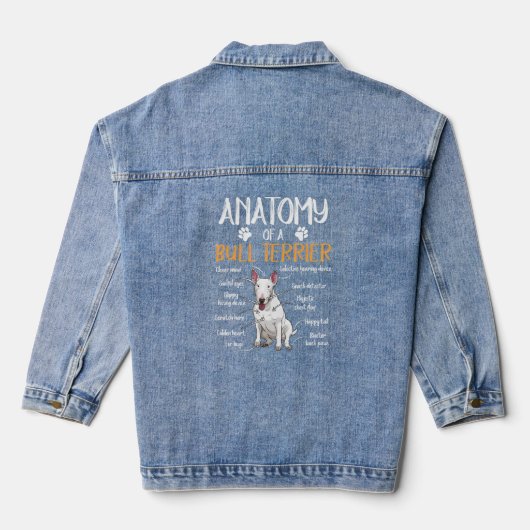 Funny Anatomy Bull Terrier Dog Denim Jacket (Achterkant)