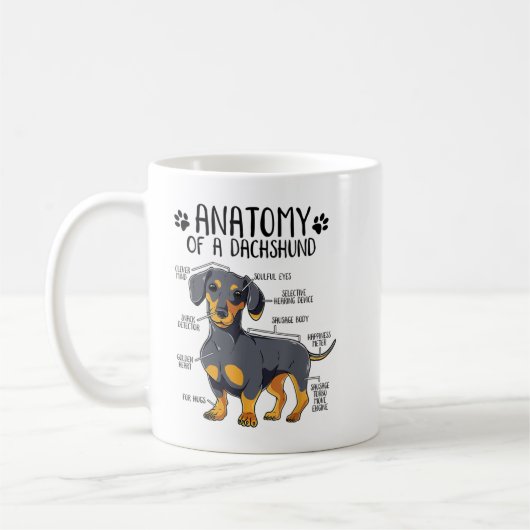Funny Anatomy Dachshund Wiener Dog Cute Doxie Love Koffiemok (Links)