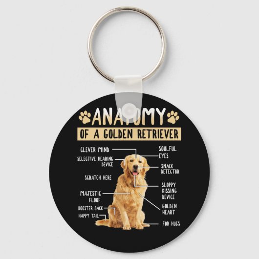 Funny Anatomy Golden Retriever Hondenliefhebber Gi Sleutelhanger (Voorkant)
