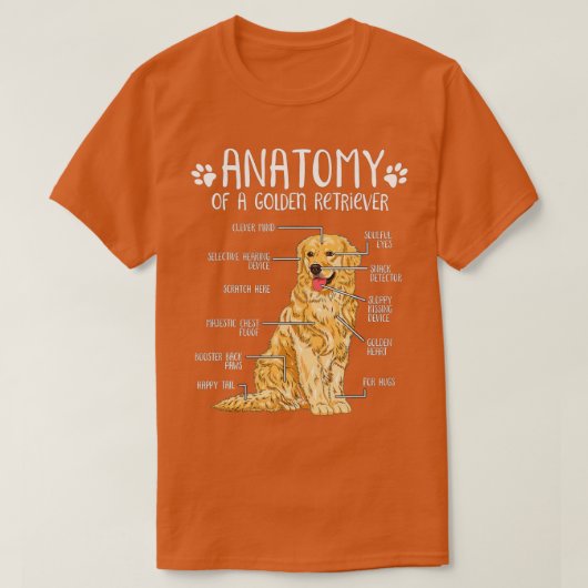 Funny Anatomy Golden Retriever Hondenliefhebber T-shirt (Design voorkant)