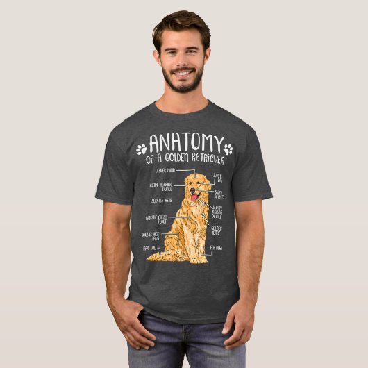 Funny Anatomy Golden Retriever Hondenliefhebber T-shirt (Voorkant volledig)