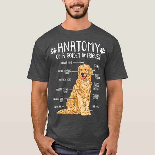 Funny Anatomy Golden Retriever Hondenliefhebber T-shirt (Voorkant)