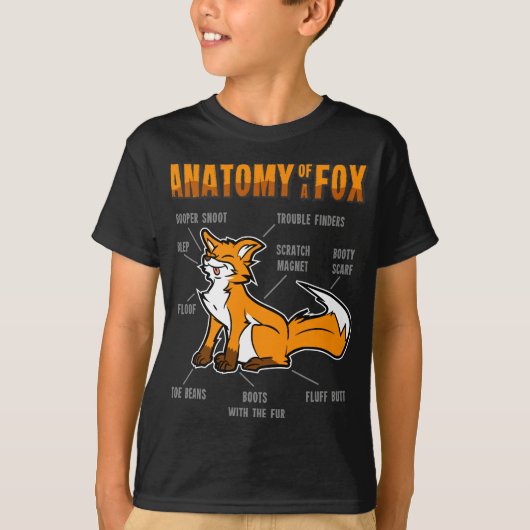 Funny Anatomy of a Fox Furry Fursona Vrouwen Manne T-shirt (Voorkant)