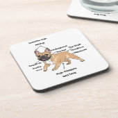 Funny Anatomy of a French Bulldog Illustration Bier Onderzetter (Linkerzijde)