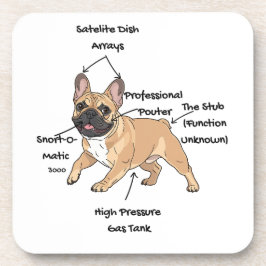 Funny Anatomy of a French Bulldog Illustration Bier Onderzetter