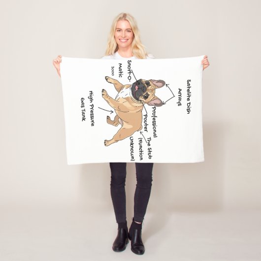 Funny Anatomy of a French Bulldog Illustration Fleece Deken (In situ)