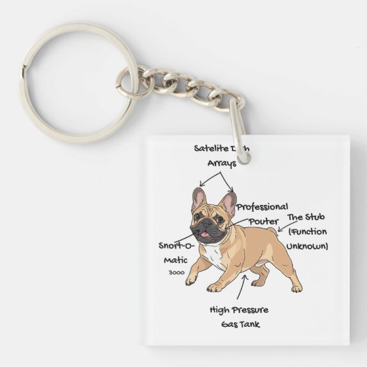 Funny Anatomy of a French Bulldog Illustration Sleutelhanger (voorkant)