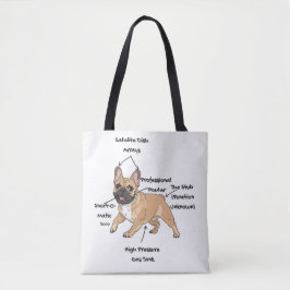 Funny Anatomy of a French Bulldog Illustration Tote Bag