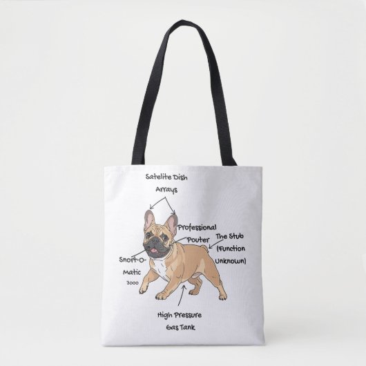 Funny Anatomy of a French Bulldog Illustration Tote Bag (Voorkant)