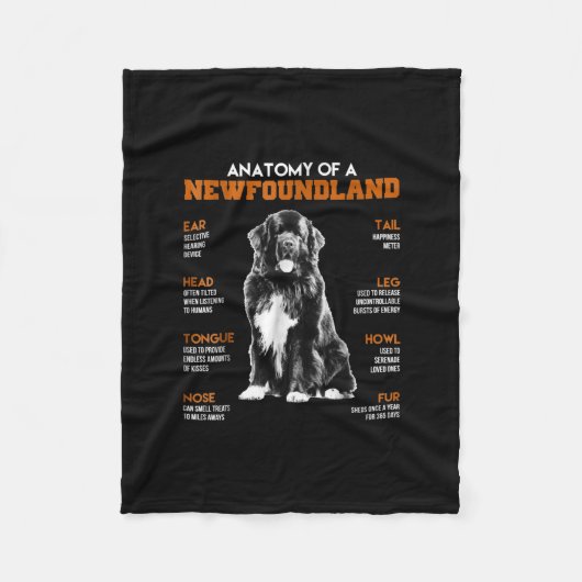 Funny Anatomy of a Newfoundland Dogs Fleece Deken (Voorkant)