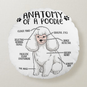 Funny Anatomy Poodle Dog Standard Poodle Lover Rond Kussen