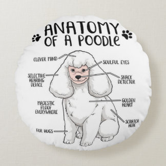 Funny Anatomy Poodle Dog Standard Poodle Lover Rond Kussen
