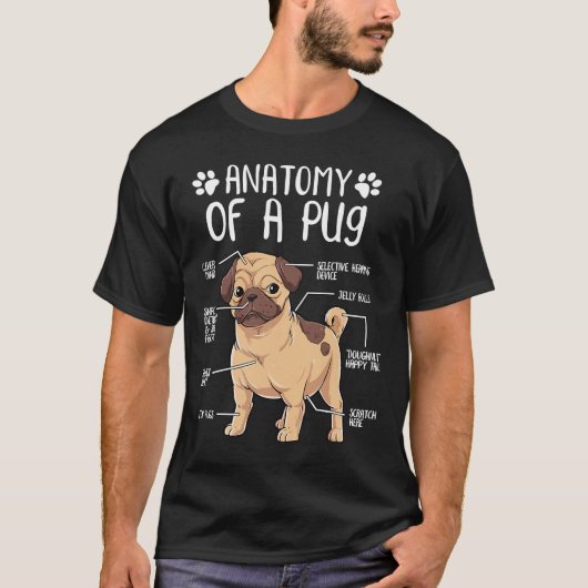 Funny Anatomy Pug Dog Lover Essential T-Shirt (Voorkant)