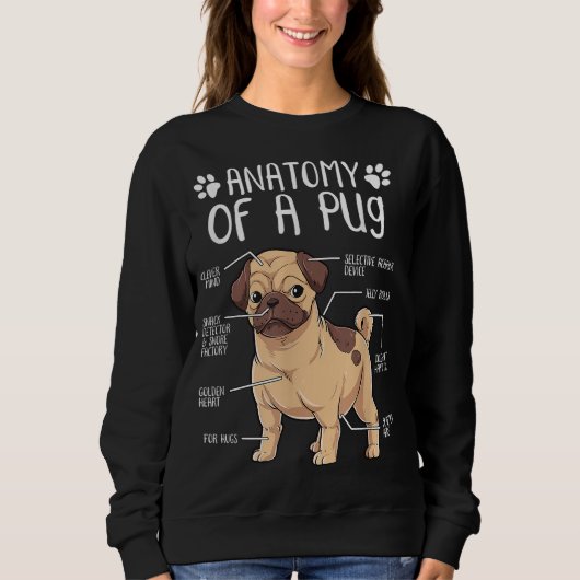Funny Anatomy Pug Dog Pug Lover Trui (Voorkant)