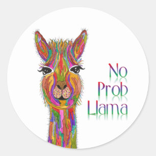 Funny and Colorful No Prob Llama Stickers