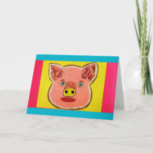 Funny and Colorful Pig Wenskaart Kaart