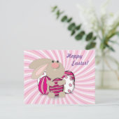 Funny and Cute bunny Easter Briefkaart (Staand voorkant)