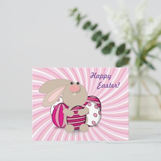Funny and Cute bunny Easter Briefkaart (Staand voorkant)