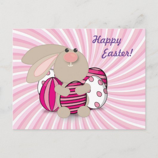 Funny and Cute bunny Easter Briefkaart (Voorkant)