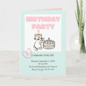 Funny and Cute Cat&Cake Birthday Uitnodiging (Voorkant)