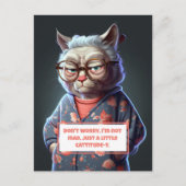 Funny and Cute Cattitude y Old Lady Cat Feestdagenkaart (Voorkant)