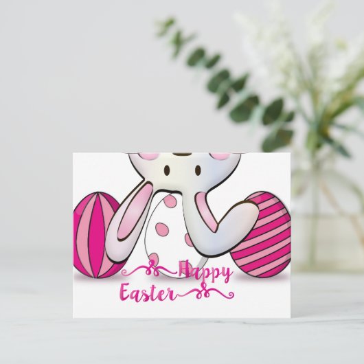 Funny and Cute Easter Greeting Briefkaart (Staand voorkant)