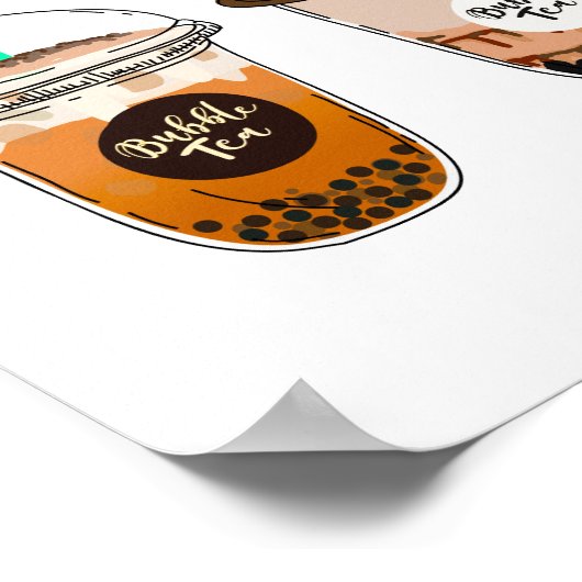 Funny and Cute Fueled by Bubble Tea Boba Lover Poster (Hoek)