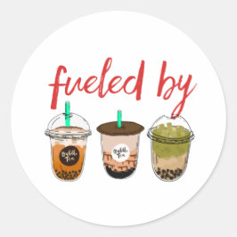 Funny and Cute Fueled by Bubble Tea Boba Lover Ronde Sticker