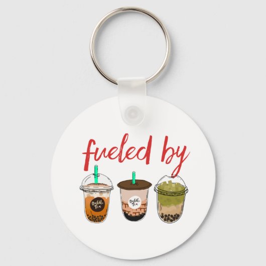 Funny and Cute Fueled by Bubble Tea Boba Lover Sleutelhanger (Voorkant)