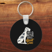 Funny and Cute Great Dane Hondenliefhebber Sleutelhanger (Voorkant)