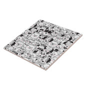 Funny and Cute Hondenrassen Black and White Patter Tegeltje (Zijkant)