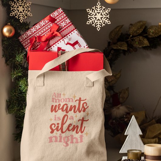 Funny and Cute Kerstfeestay Silent Night Mam Tote Bag