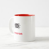 Funny and Cute Personalized Spider met naam Tweekleurige Koffiemok (Voorkant links)
