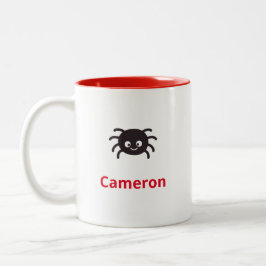 Funny and Cute Personalized Spider met naam Tweekleurige Koffiemok
