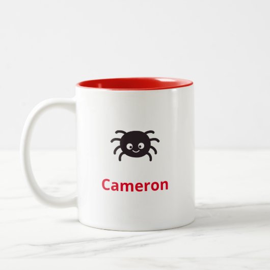 Funny and Cute Personalized Spider met naam Tweekleurige Koffiemok (Links)