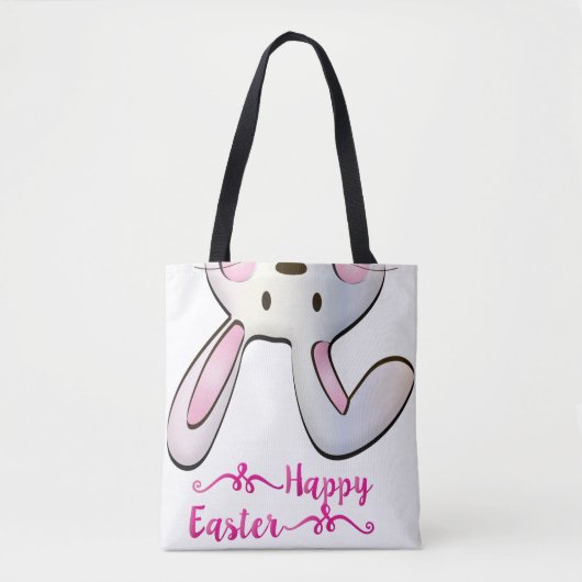 Funny and Cute Pink Easter Rabbit Bunny Tote Bag (Voorkant)